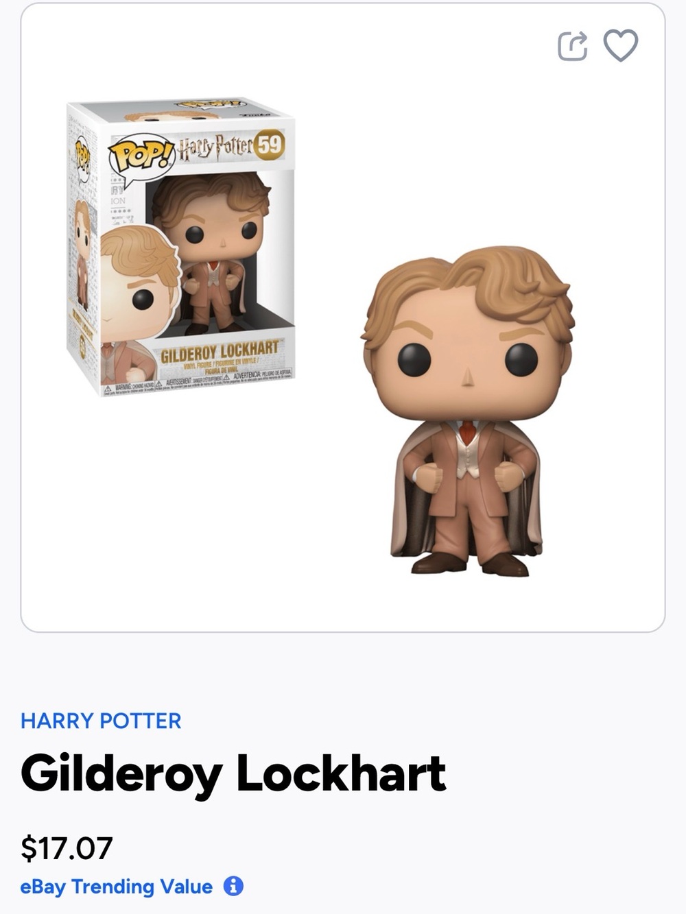 Funko Harry Potter Gilderoy Lockhart Vinyl Figure - Tan Brown- 59
